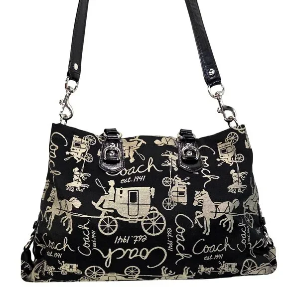 Coach Ashley F15656 Black Horse & Carriage Anniversary Satchel Handbag Purse - Picture 5 of 15